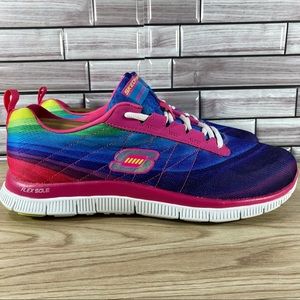 Skechers Skech-Knit Lace Up Multicolor Walking Shoes Womens 9.5 12067